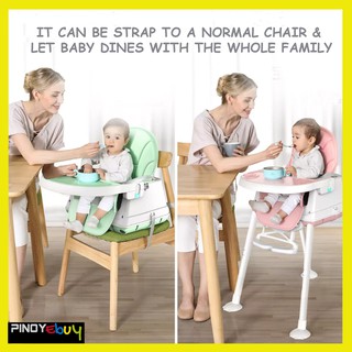 Foldable High Chair Booster Seat For Baby Dining Feeding, Adjustable Height & Removable Legs (3)