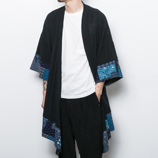 Men Chinese Style Half Sleeve Trench Cardigan Coat