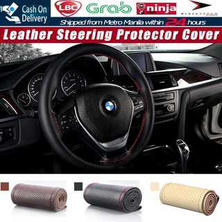 Car Universal Steering Wheel Cover 100%Leather DIY diam 38cm (1)