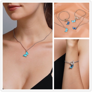 Korean Creative Women Butterfly Necklace Colorful Small Fresh Couple Collarbone Butterfly Necklace