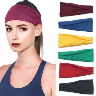 women's sport headband hair wear running fitness elastic headscarf solid color headband sport wide yoga sweat belt