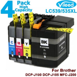 Vileed 4 pack LC539XL BKK LC535XL CMY compatible with DCP-J100 DCP-J105-J200 Color inkjet printer, i