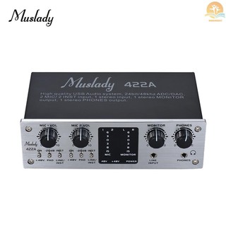 Ready Stock Muslady 422A 4-Channel USB Audio System Interface External Sound Card +48V phantom power DC 5V Power Supply for Computer Smartphone With USB Cable