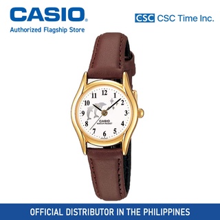 Casio (LTP-1094Q-7B9RDF) Brown Leather Strap Dolphin Watch for Women
