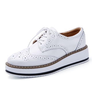 Spring Women Platform Shoes Woman Brogue Patent Leather Flats Lace Up Footwear Female Flat Oxford