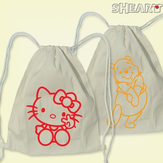 SHEART Canvas Drawstring Bag Hello Kitty / Winnie The Pooh Folding Carry Backpack Travel Korean Bag