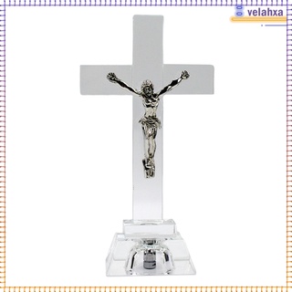 Christianity Crucifix Jesus Christ on Cross Miniature Crystal Table Top Home Decoration Religion Gift
