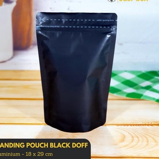 Aluminum Foil Black Black Doff Clip Standing Pouch Zipper Snack 18x29 cm Fill 20 38