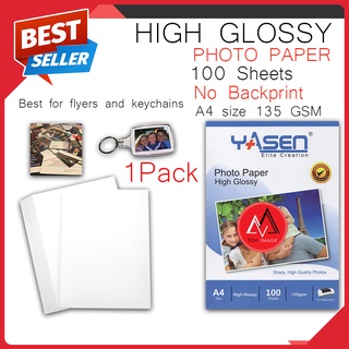Glossy Photo Paper 135GSM A4 No Back Print (100 Sheets) | Yasen Brand