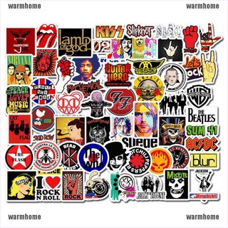 WMPH 52pcs Rock and Roll Hip Hop Punk Music Band Stickers for Phone Laptop Guitar Car joie (2)
