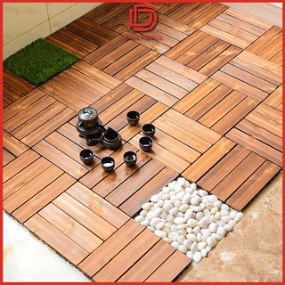1pc Floor Tiles Interlocking Solid Wood DIY Deck Tiles Indoor Outdoor Flooring WPC Tiles for Balcony
