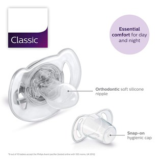 Authentic ** Philips AVENT Orthodontic Pacifier Clear 0-6 Months (6)