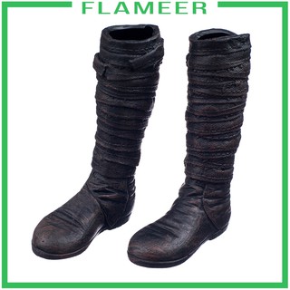 【BEST SELLER】 [FLAMEER] Black 1/6 Scale Long Boots Shoes Fit For 12 inch Male Figure Body