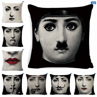 8 Styles Vintage Piero Fornasetti Face Cotton Linen Pillow Case Waist Cushion Cover