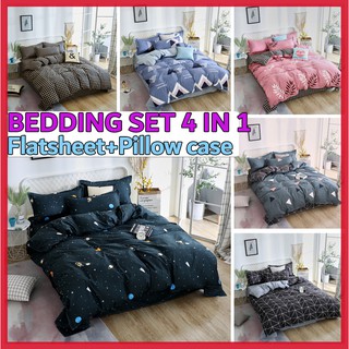 4 in 1 polyester Duvet Cover Bedsheet Pilowcase Bedding Set single/queen/king/super king