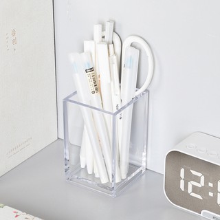 Acrylic Transparent Pen Holder Make up Minimalist Desk Storage Box