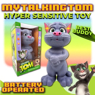 Touch Talking TOM Mimic Voice with Responding LED Eyes Battery Operated