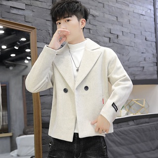 ✔⊙Woolen coat men s imitation mink woolen woolen jacket autumn and winter Korean style slim short wo