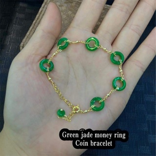 【Ready Stock】❁♚Green jade money ring coin lucky charm bra