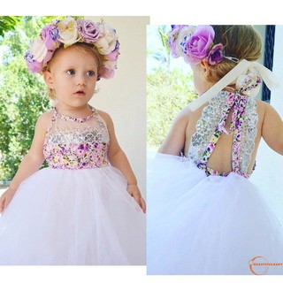 HBH-Cute kids Sequins Toddler Baby Girls Tulle Tutu Floral (4)
