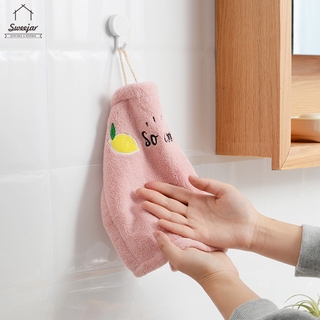 Sweejar Hanging Hand Towel with Cartoon Embroidery for Kitchen Bathroom