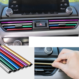 10Pcs Car Air Outlet Vent Interior Decorative Stickers Colorful Auto Air Conditioning Trim Strip Decals Strip Car Accessories