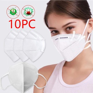 10 PCS White KN95 5 Layers Filters Face Mask Surgical
