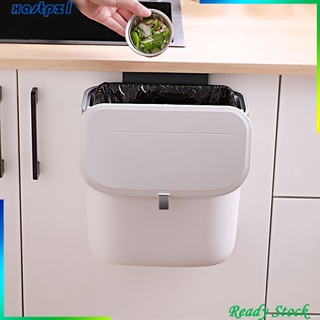 [Ready Stock] Wall Mounted Trash Can with Lid Waste Bin for Kitchen Door Bathroom 7L