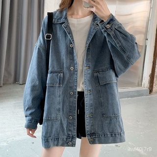 X.D short jacket Denim Jacket for Women Spring and Autumn2021New Korean Style Loose All-Match Long-S