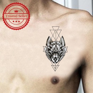 1Pcs T-074 Geometric Wolf Tattoo Sticker B5H7
