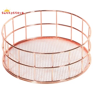 Nordic Style Rose Gold Iron Storage Basket Wire Storage Bin Stackable Makeup Organizer Jewelry Sundries Storage Tray