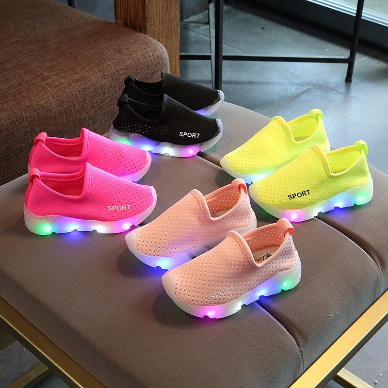 Kids LED luminous waterproof breathable sports shoes