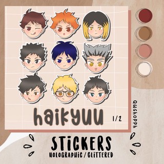 Haikyuu Chibi Vinyl Stickers Holographic and Glitter Finish