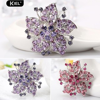Kiel ★‴Fashion Rhinestone Flower Scarf Brooch Pin Wedding Party Jewelry Lady Gift