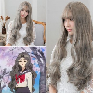 Long Ash Grey Wavy Wigs Gray Women Lolita Cosplay Wig (1)