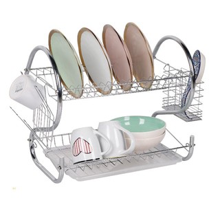 Home Dish Rack Double Layer Plate Bowel Cup Dish Drainer Rack Plate Holder Stainless