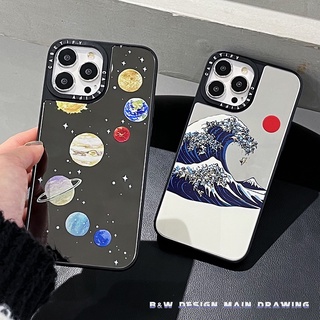 ins Art Planet Ocean Wave Mirror Phone case for iPhone 13 12 11 Pro Max XR IX XS MAX i6 6s 7 8 Plus Mirror Case Shockproof Casetify Acrylic Hard Cover