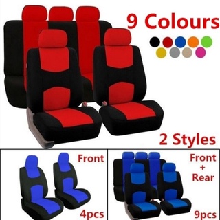 【Ready Stock】✁✴[Free Shipping] Car Seat Cover 9pcs/ Set Full Seat Covers Front Rear Low-Back Auto C