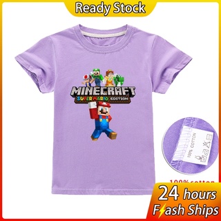 Baby child Minecraft Printed Boys T-shirts Cotton Children's Kids Short-sleeved Girls T Shirts Birthday Gift