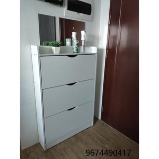 Super Sale !!!-Flip Shoe Cabinet 2 color white cedar (size 10017x115cm) limited stocks