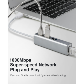 【2 Year Warranty】USB Ethernet USB 3.0 2.0 to RJ45 Hub 10/100/1000M Ethernet Adapter Network Card USB Lan For Macbook Windows