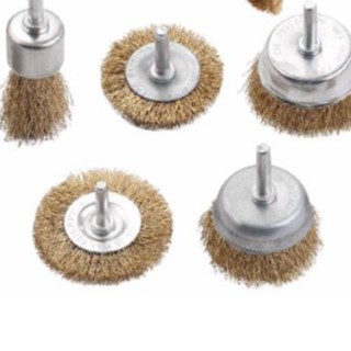 5 in 1 Steel Wire Polishing Wheel Grinder Cleaning Brush Tool Gold Tone Crimped Brush Wire Brush
