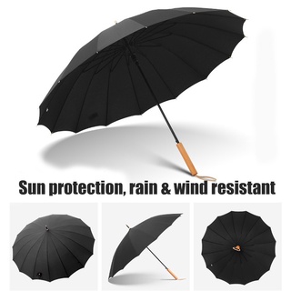 【Ready Stock】✤Big 16-bone long handle umbrella waterproof UV protection