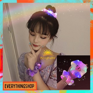 Fashion Led Glitter Hair Tie Scrunchies Korean Girl Colorful Satin Large Intestine Hairband Headband