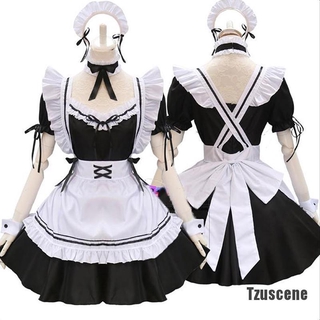 [Tzuscene] Cute Lolita French Maid Dress Girls Woman Anime Cosplay Party Costumes