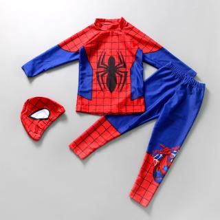 3 Pieces Boys Swimwear Spider Man Kids Swimming Suit Long Sleeve Beach Wear Zdtg