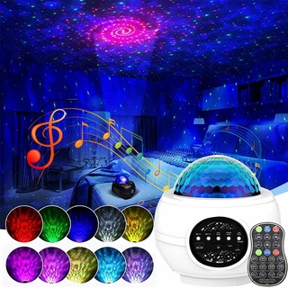 LED Star Projector Night Light Galaxy Starry Night Lamp Ocean Wave Projector With Music Bluetooth Sp