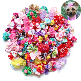 100X Handmade Nice Pet Dog Hair Bows for Puppy Small Dogs Grooming Bows Dog Hair Accessories Pet Sup