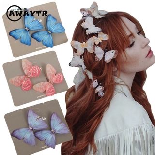2PCS/set Sweet Butterfly Hair Clip for Women Hairpin Barrette Hair Accessories