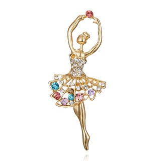 Dancing girl flower brooch women hollow rhinestone character brooch pin jewelry wholesale factory